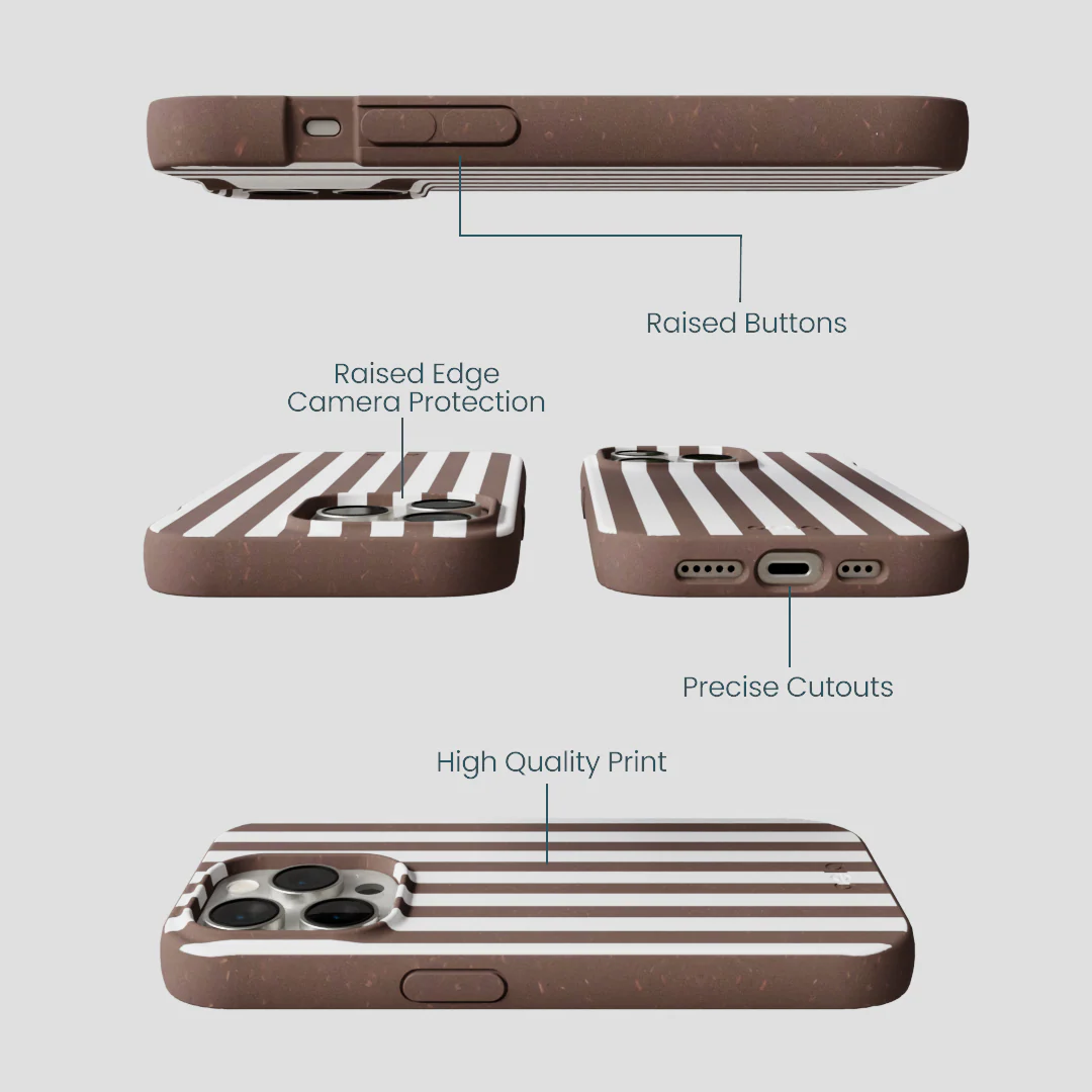 Chocolate Brown Mocha Stripes iPhone 15 Pro Case - Image 3
