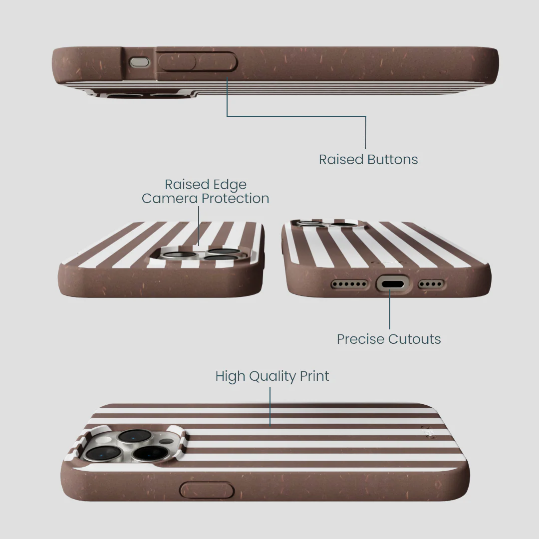 Chocolate Brown Mocha Stripes iPhone 15 Pro Max Case - Image 3
