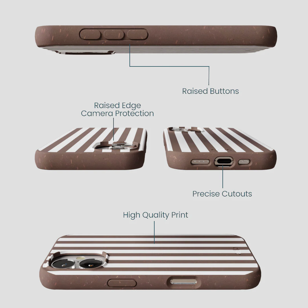 Chocolate Brown Mocha Stripes iPhone 16 Case - Image 3