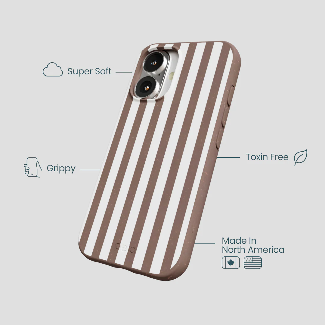 Chocolate Brown Mocha Stripes iPhone 16 Case - Image 4