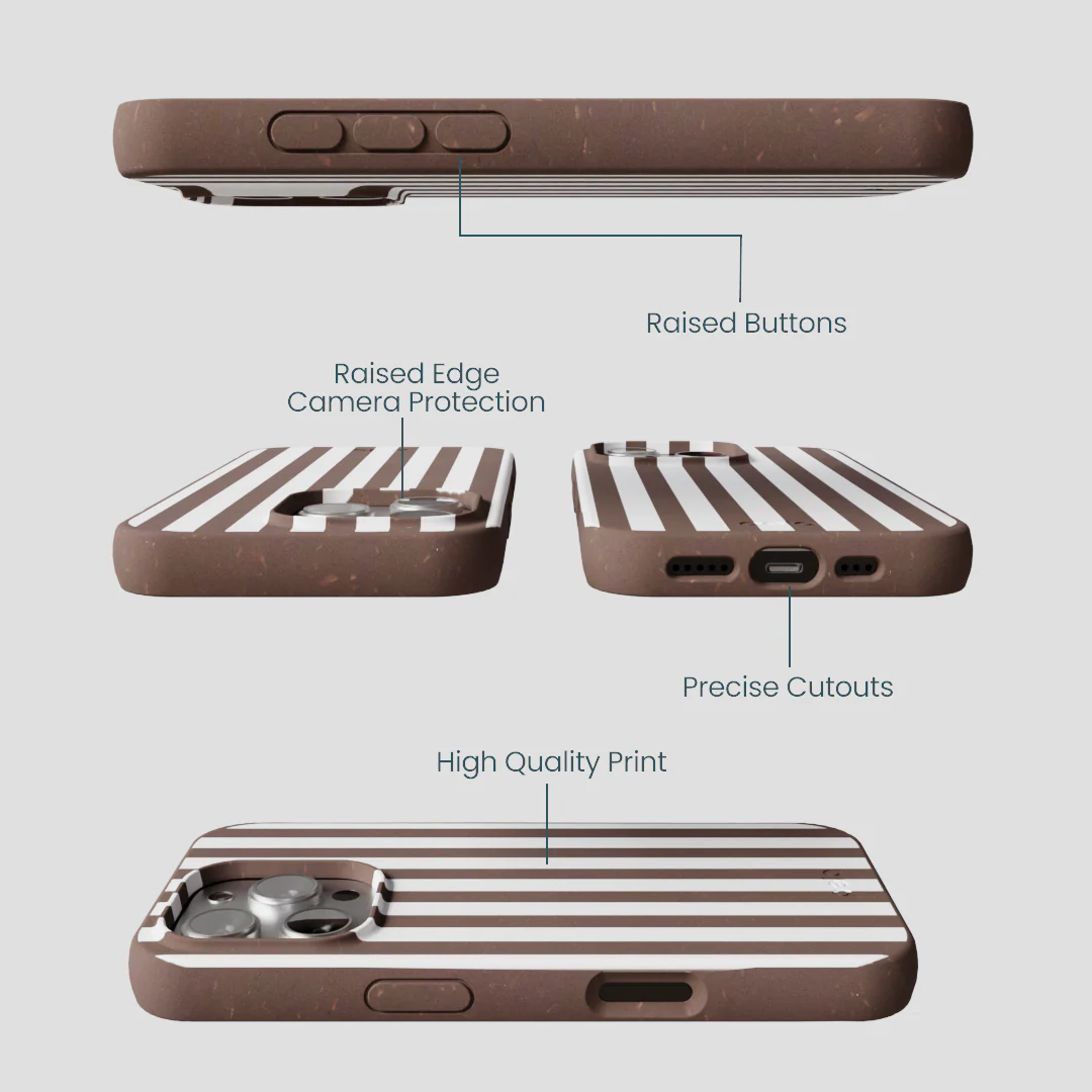 Chocolate Brown Mocha Stripes iPhone 16 Pro Case - Image 3