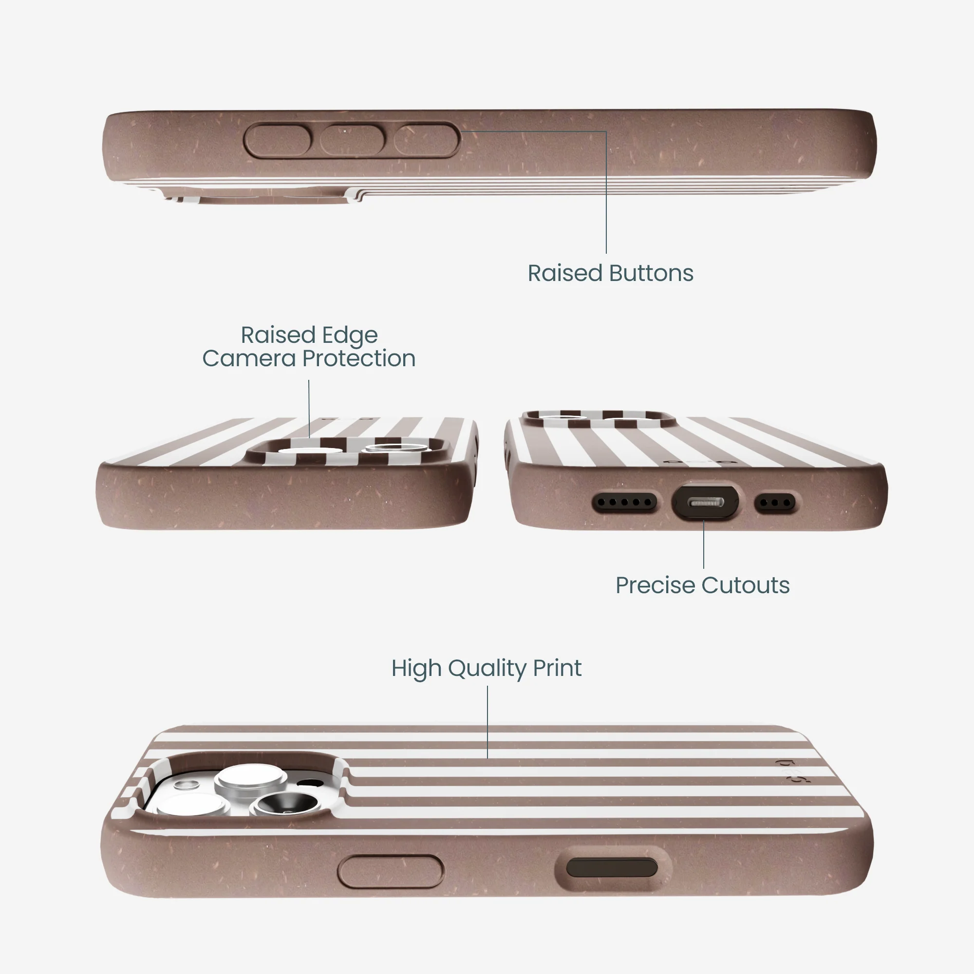 Chocolate Brown Mocha Stripes iPhone 16 Pro Max Case - Image 3