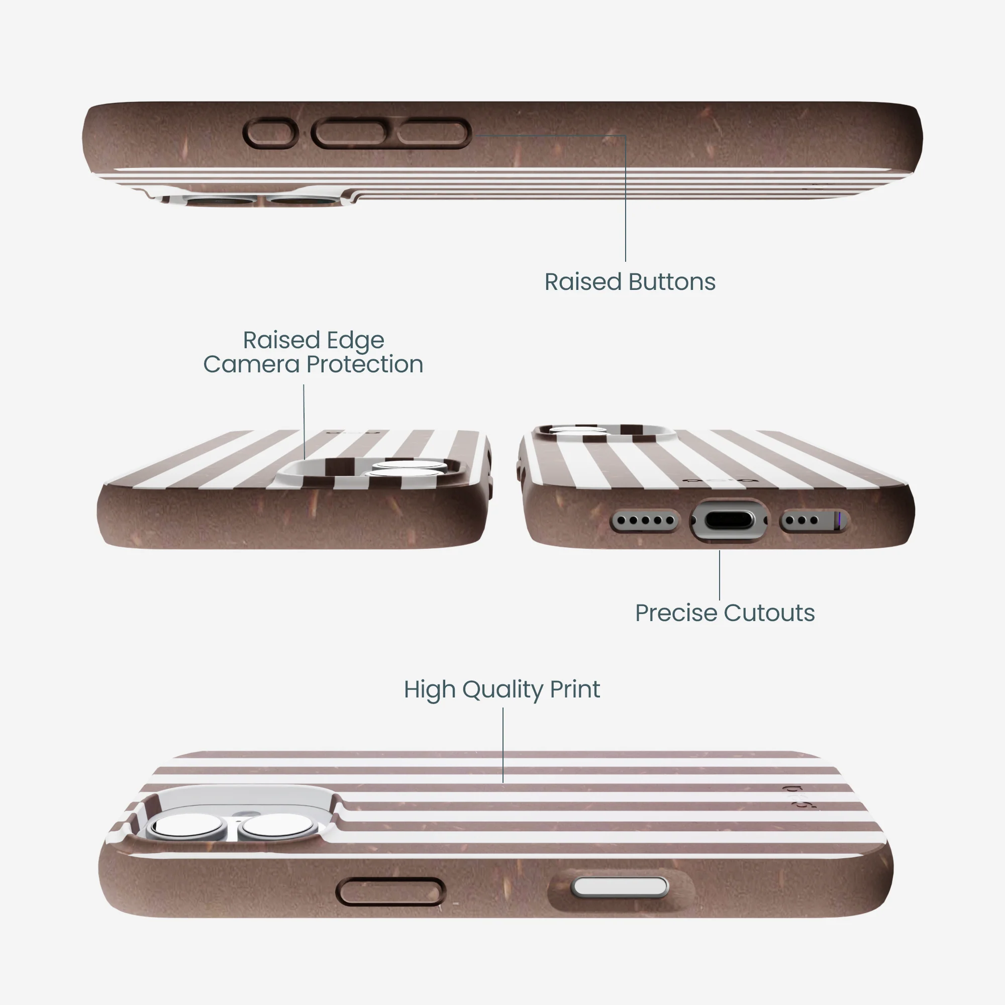 Chocolate Brown Mocha Stripes iPhone 17 Case - Image 3