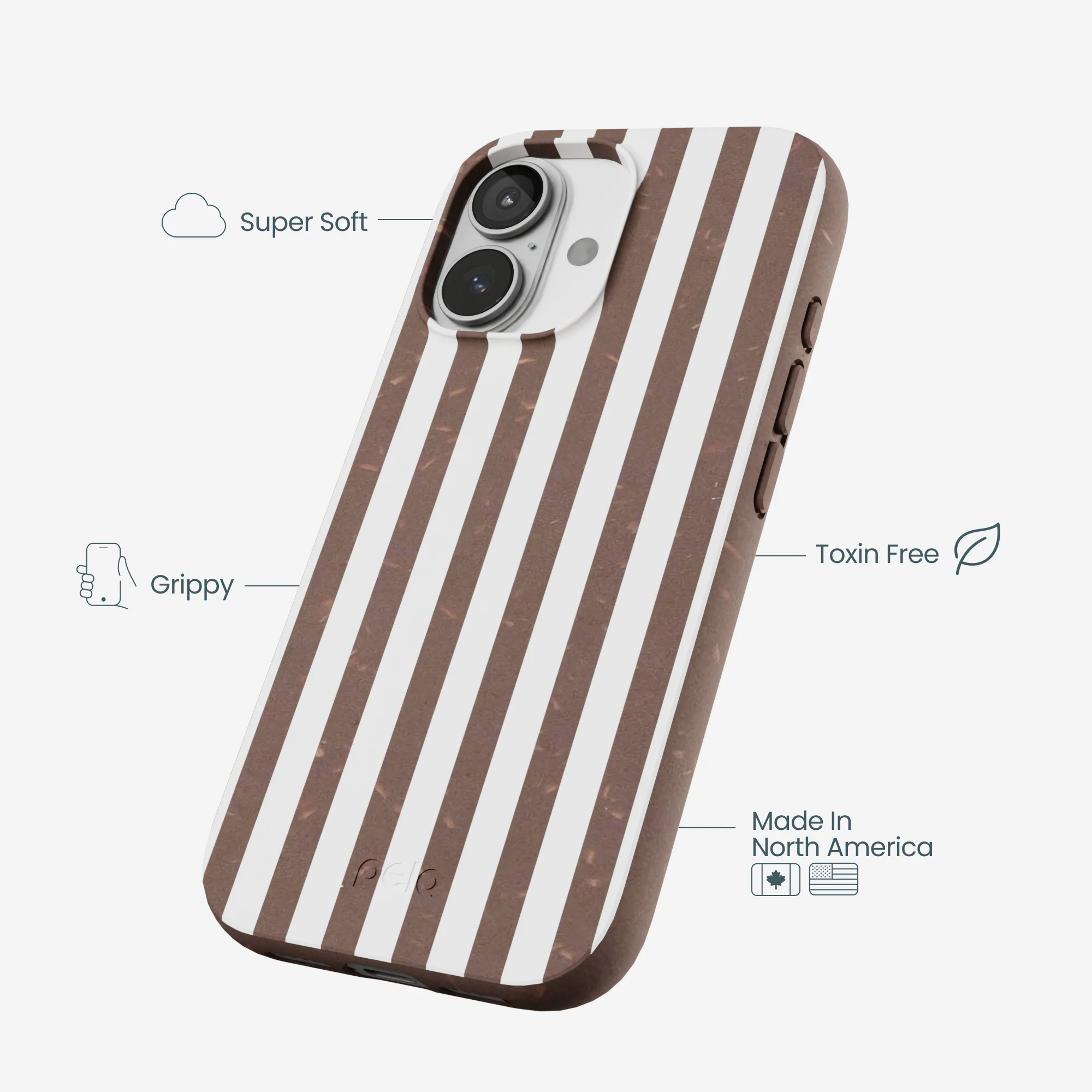 Chocolate Brown Mocha Stripes iPhone 17 Case - Image 4