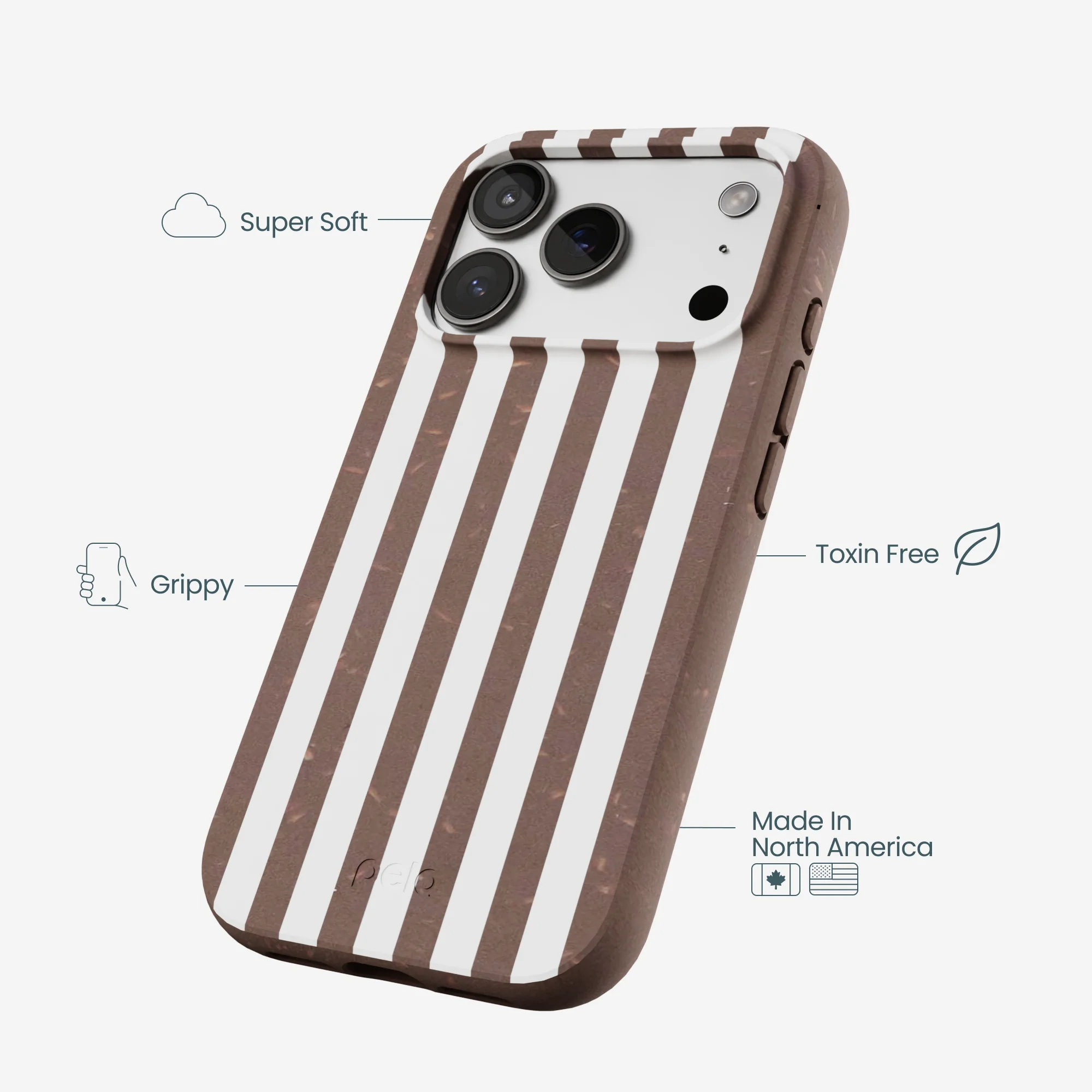 Chocolate Brown Mocha Stripes iPhone 17 Pro Case - Image 4