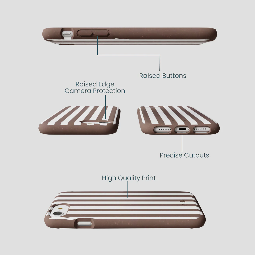 Chocolate Brown Mocha Stripes iPhone 6/6s/7/8/SE Case - Image 3