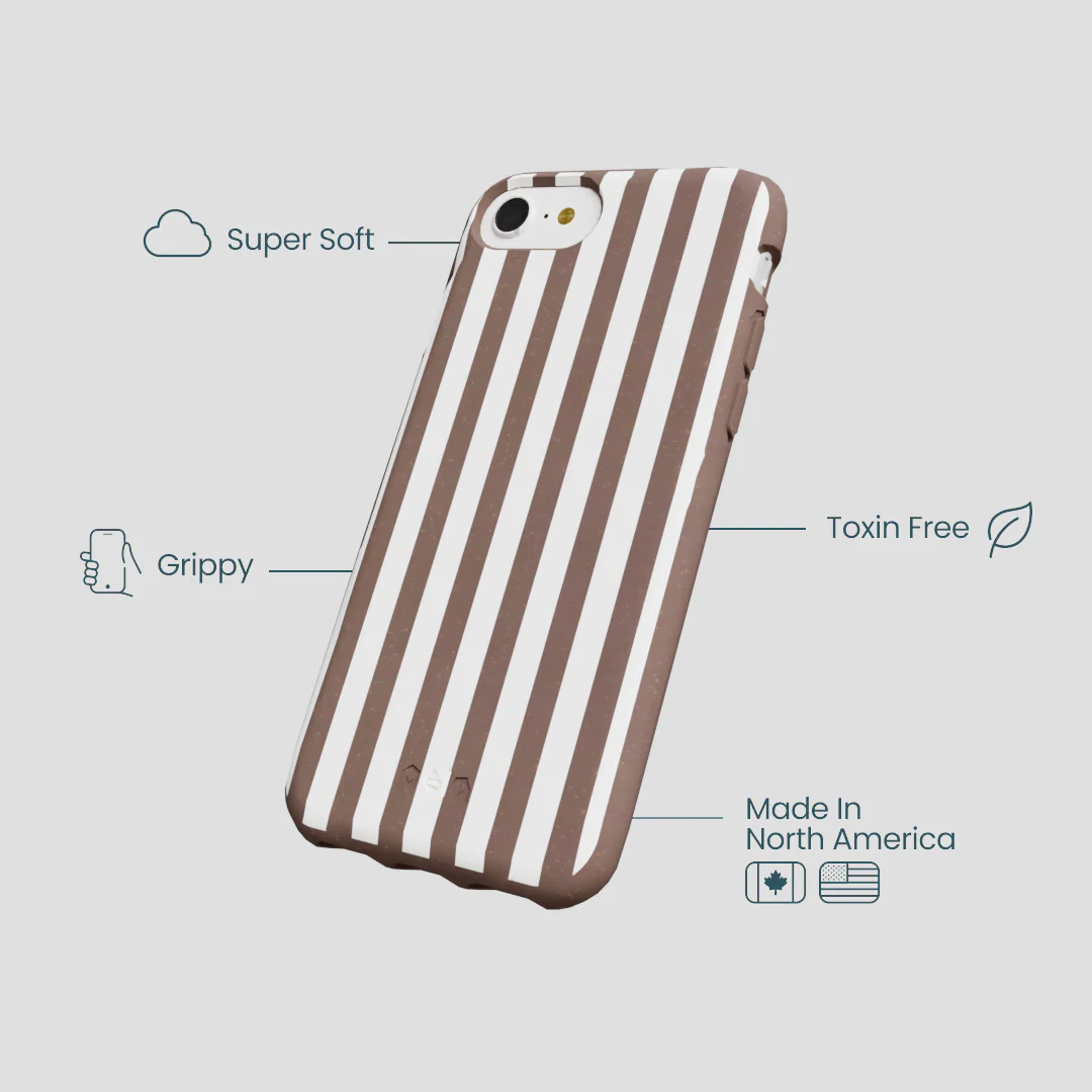 Chocolate Brown Mocha Stripes iPhone 6/6s/7/8/SE Case - Image 4