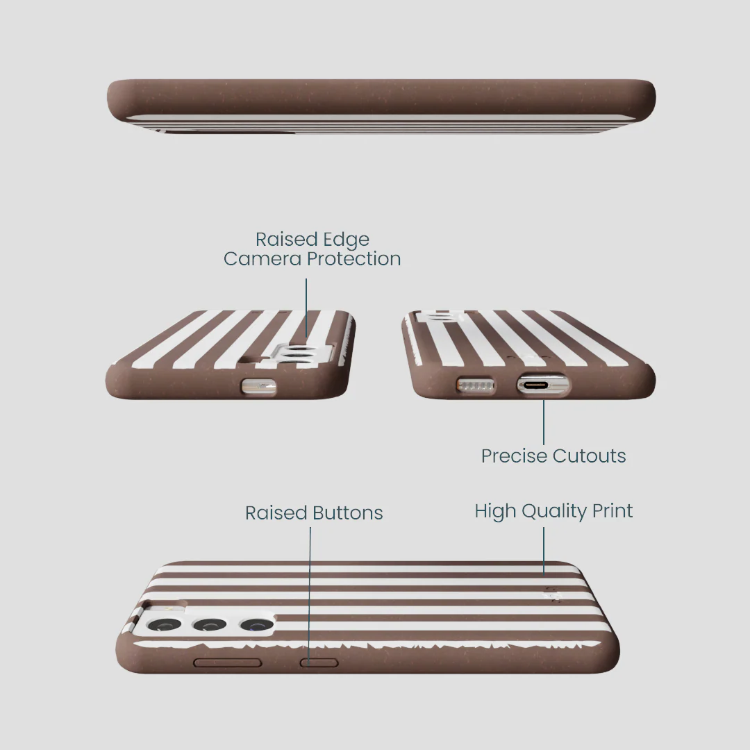 Chocolate Brown Mocha Stripes Samsung Galaxy S21 Case - Image 3