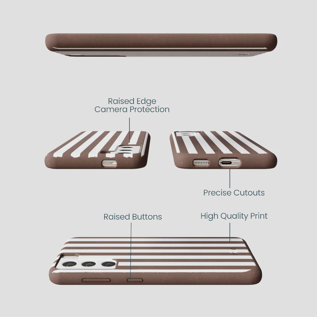 Chocolate Brown Mocha Stripes Samsung Galaxy S22 Case - Image 3