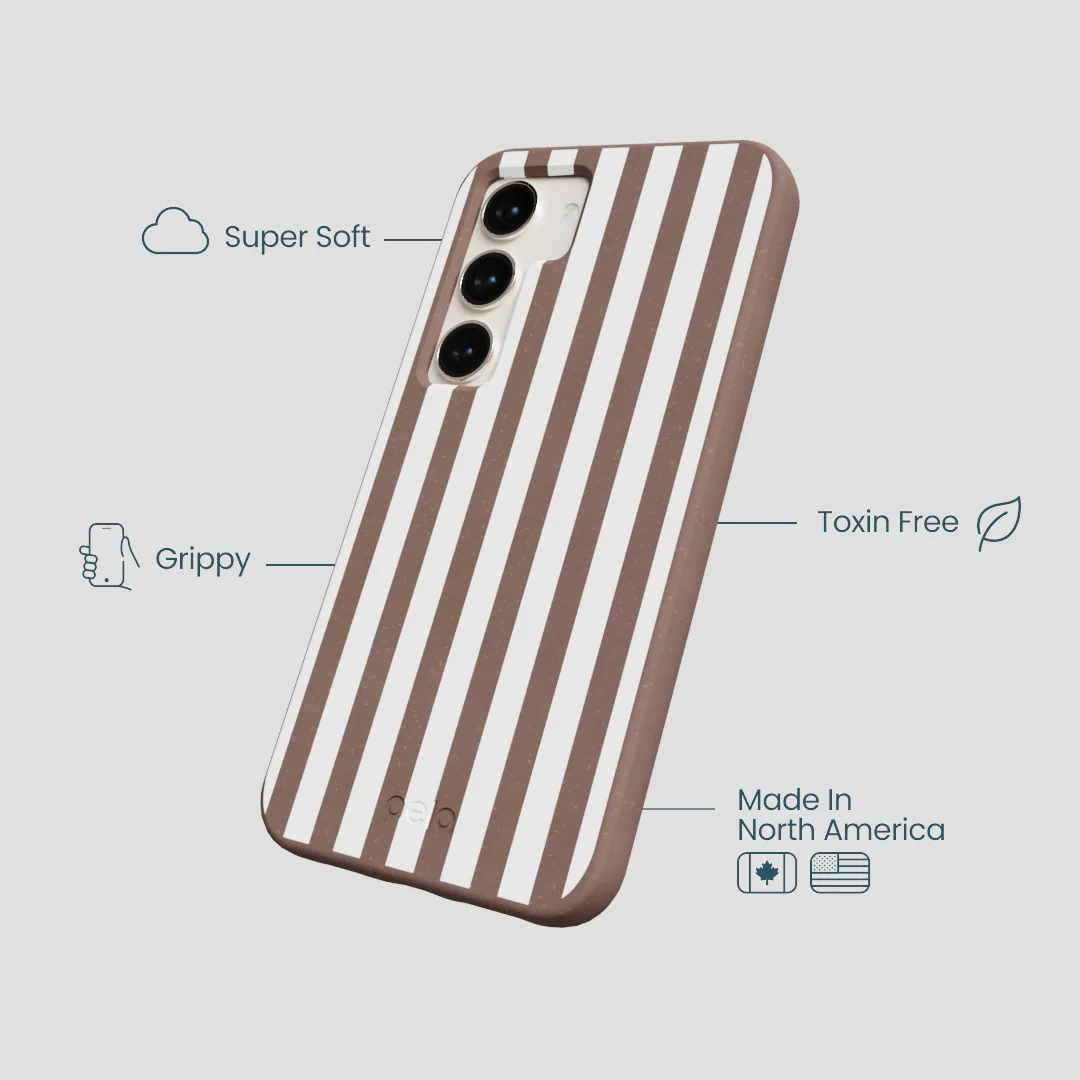 Chocolate Brown Mocha Stripes Samsung Galaxy S23 Case - Image 4