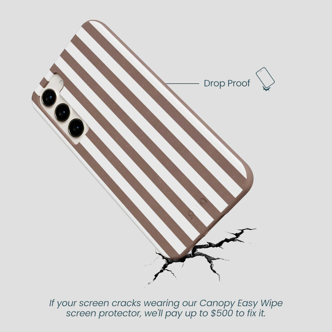 Chocolate Brown Mocha Stripes Samsung Galaxy S23+(Plus) Case - Image 5
