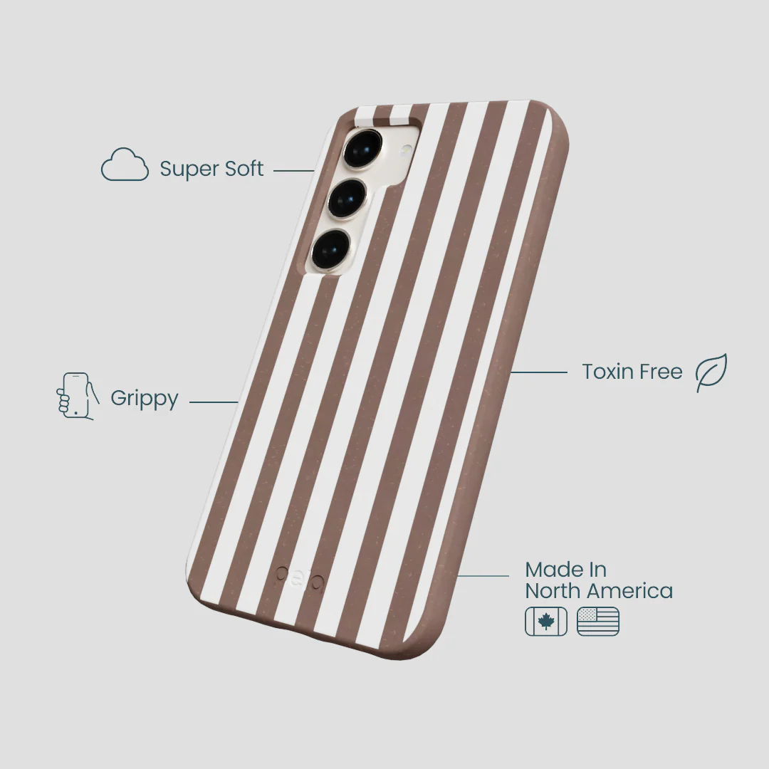 Chocolate Brown Mocha Stripes Samsung Galaxy S24 Case - Image 4