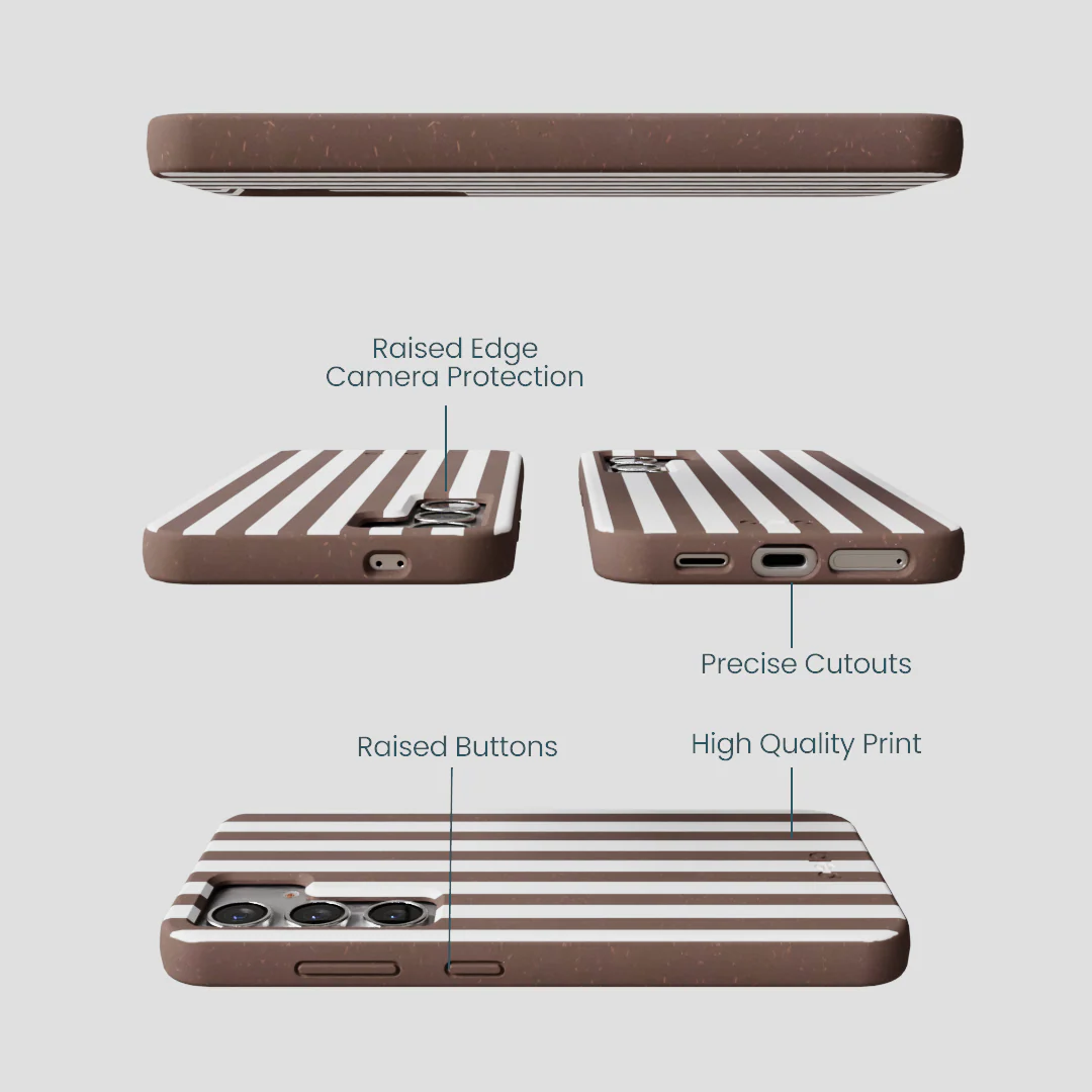 Chocolate Brown Mocha Stripes Samsung Galaxy S25 Case - Image 3