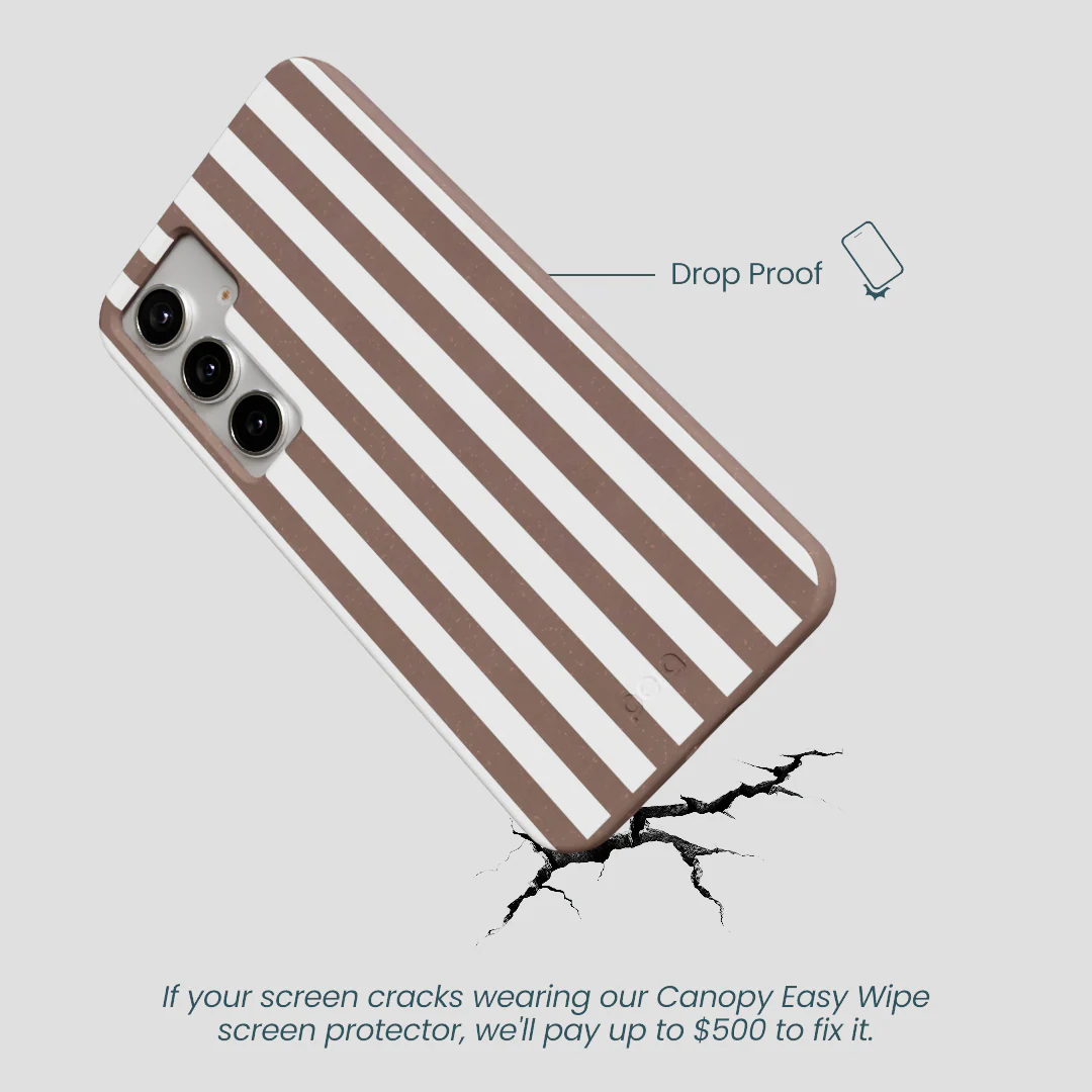 Chocolate Brown Mocha Stripes Samsung Galaxy S25+(Plus) Case - Image 5