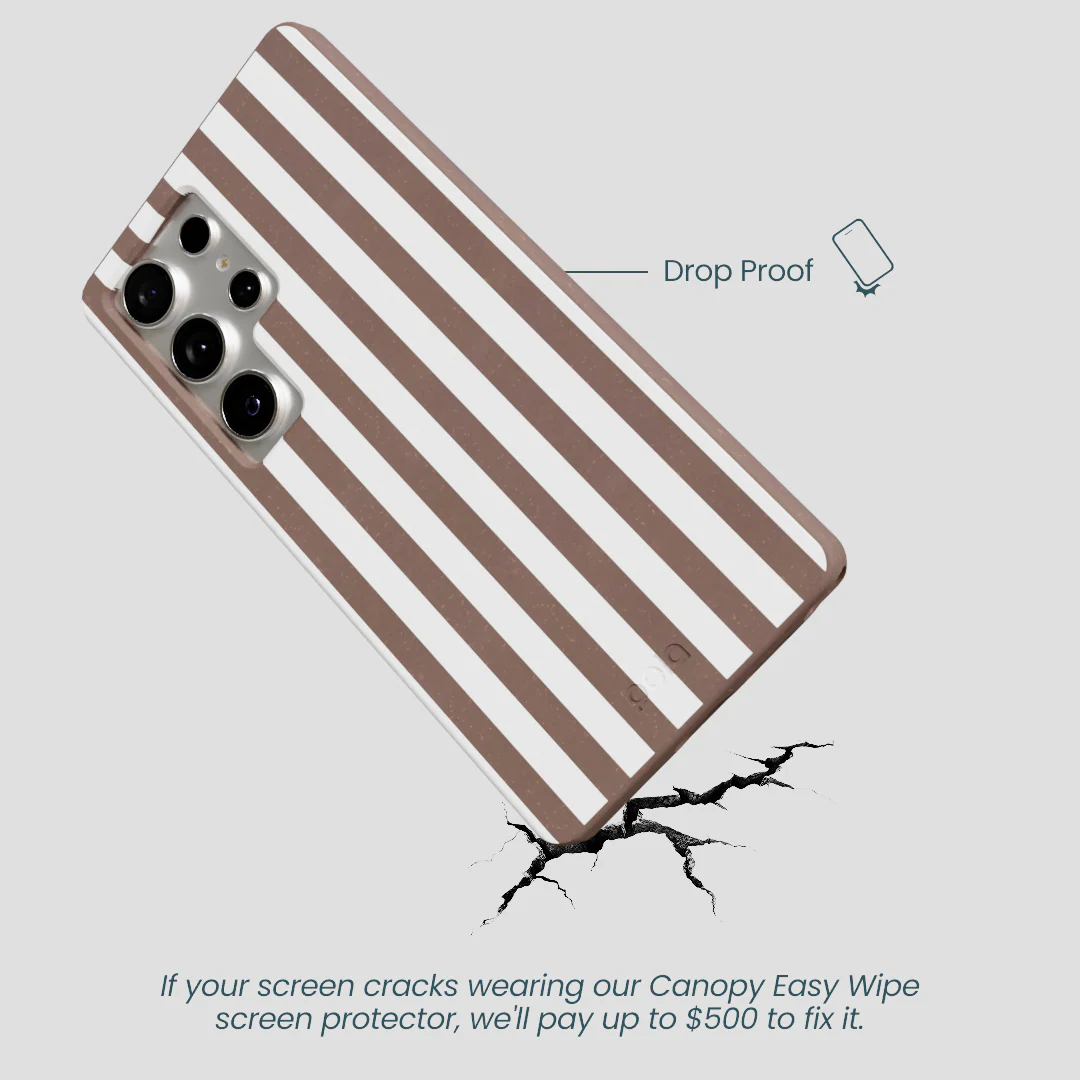 Chocolate Brown Mocha Stripes Samsung Galaxy S25 Ultra Case - Image 5