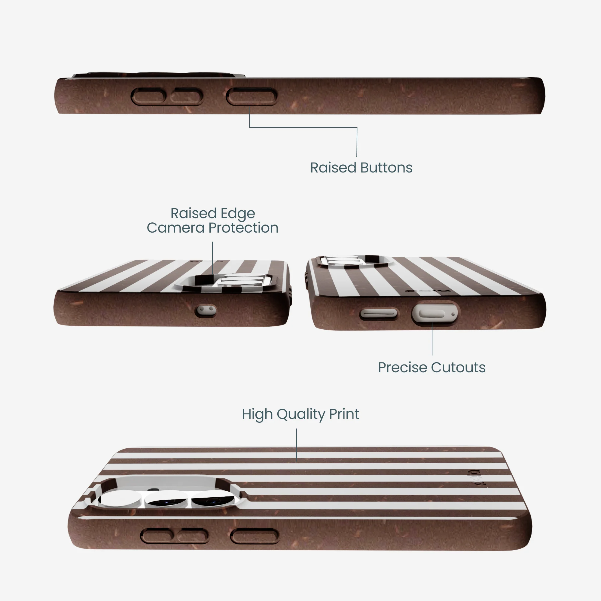 Chocolate Brown Mocha Stripes Samsung Galaxy S26 Case - Image 3