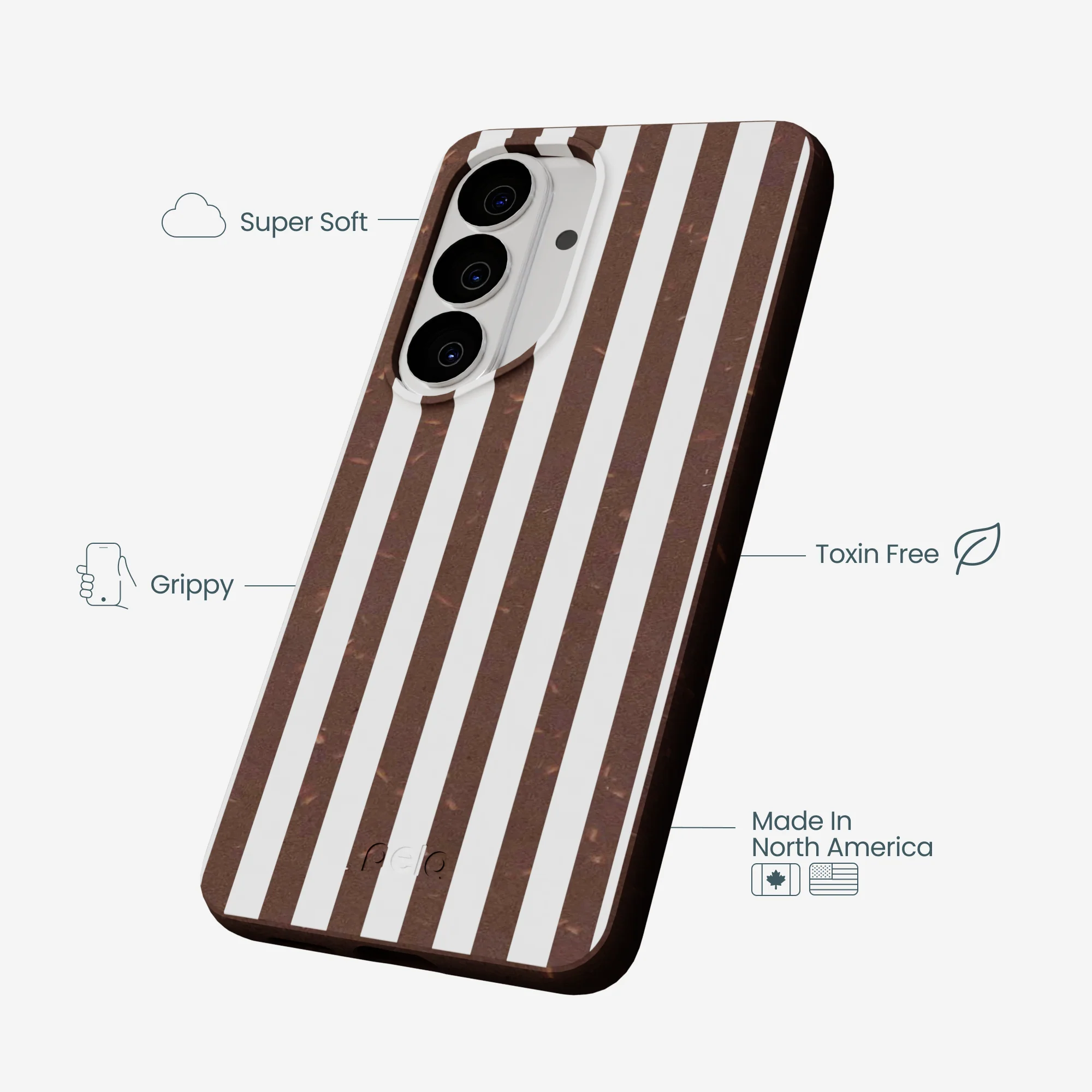 Chocolate Brown Mocha Stripes Samsung Galaxy S26 Case - Image 4