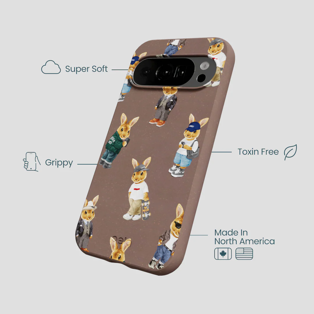 Chocolate Brown Rabbit Friends Google Pixel 10/10 Pro Case - Image 4