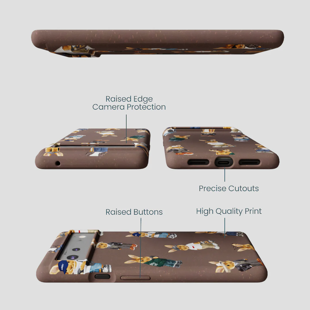 Chocolate Brown Rabbit Friends Google Pixel 6 Case - Image 3