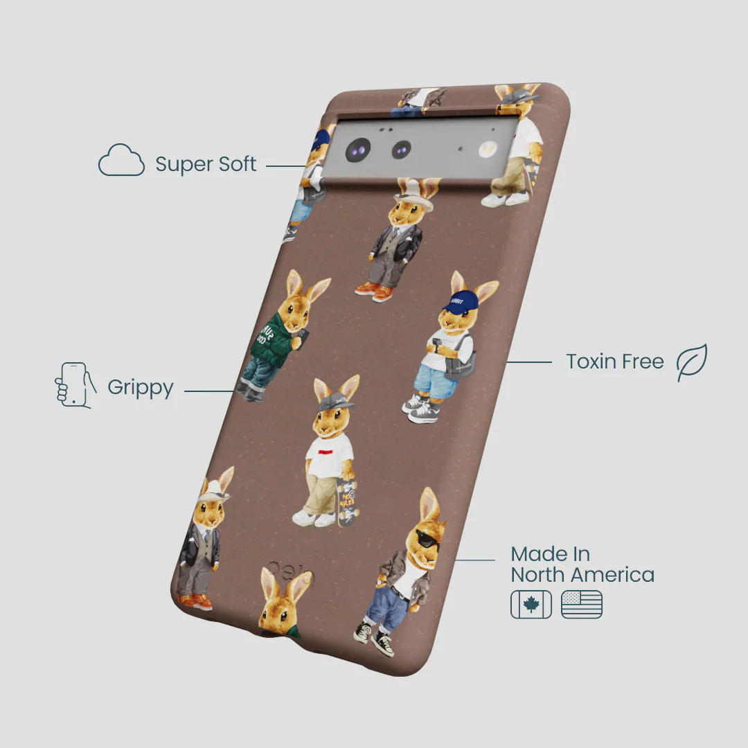 Chocolate Brown Rabbit Friends Google Pixel 6a Case - Image 4