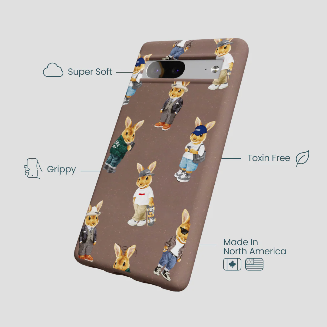 Chocolate Brown Rabbit Friends Google Pixel 7 Case - Image 4