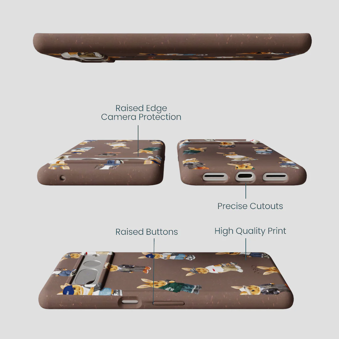Chocolate Brown Rabbit Friends Google Pixel 7 Pro Case - Image 3