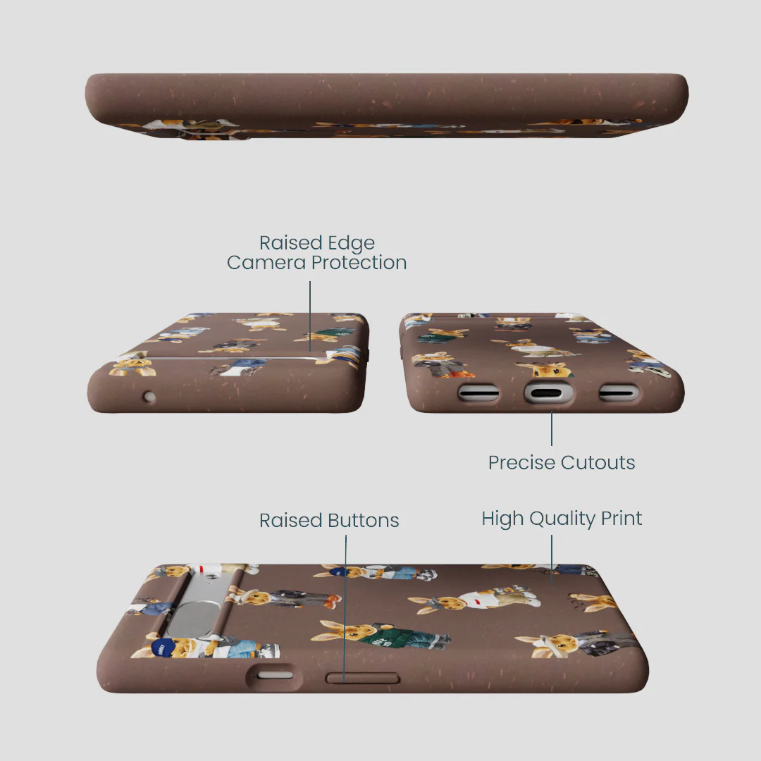 Chocolate Brown Rabbit Friends Google Pixel 7a Case - Image 3