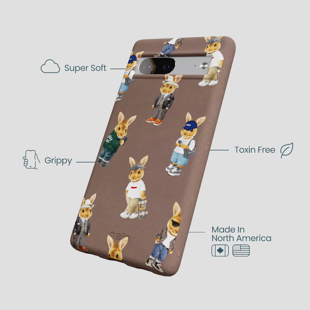Chocolate Brown Rabbit Friends Google Pixel 7a Case - Image 4