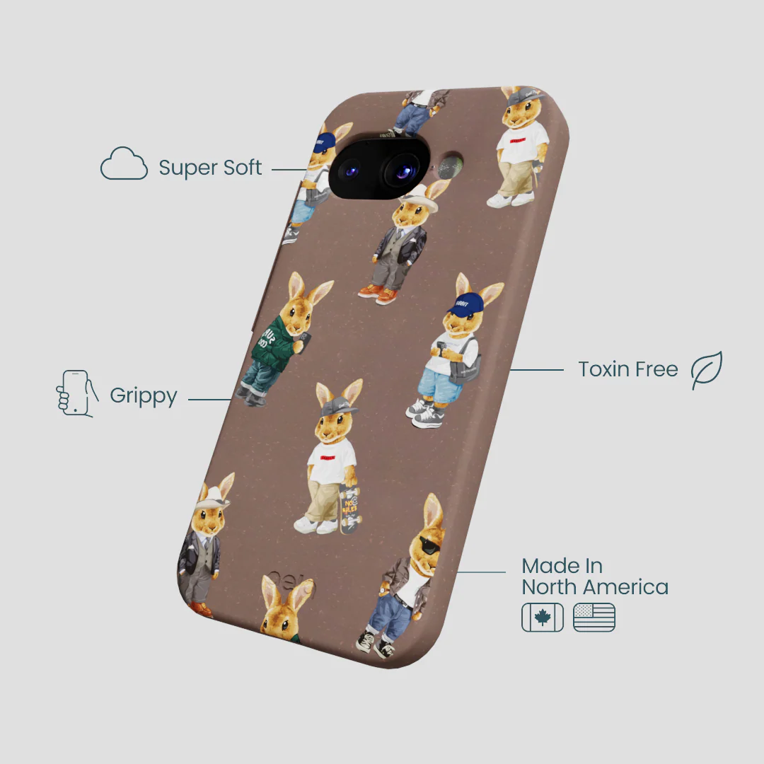 Chocolate Brown Rabbit Friends Google Pixel 9a Case - Image 4