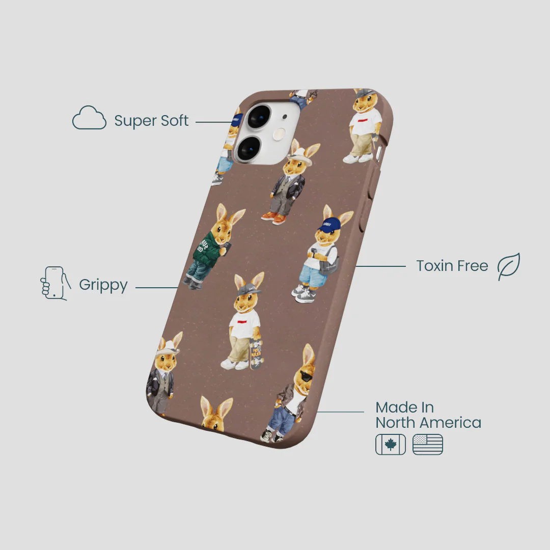 Chocolate Brown Rabbit Friends iPhone 12 Mini Case - Image 4