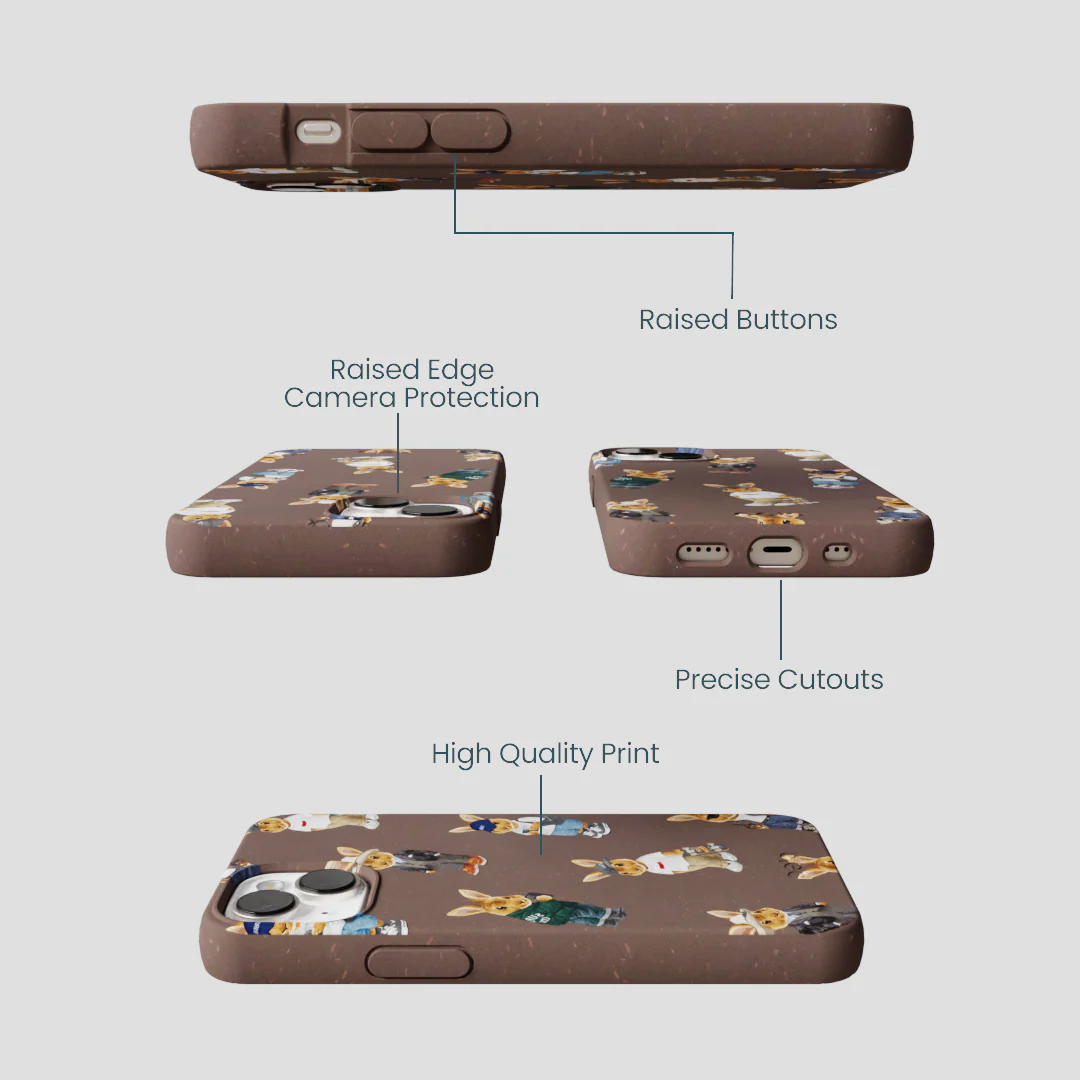 Chocolate Brown Rabbit Friends iPhone 13 Mini Case - Image 3