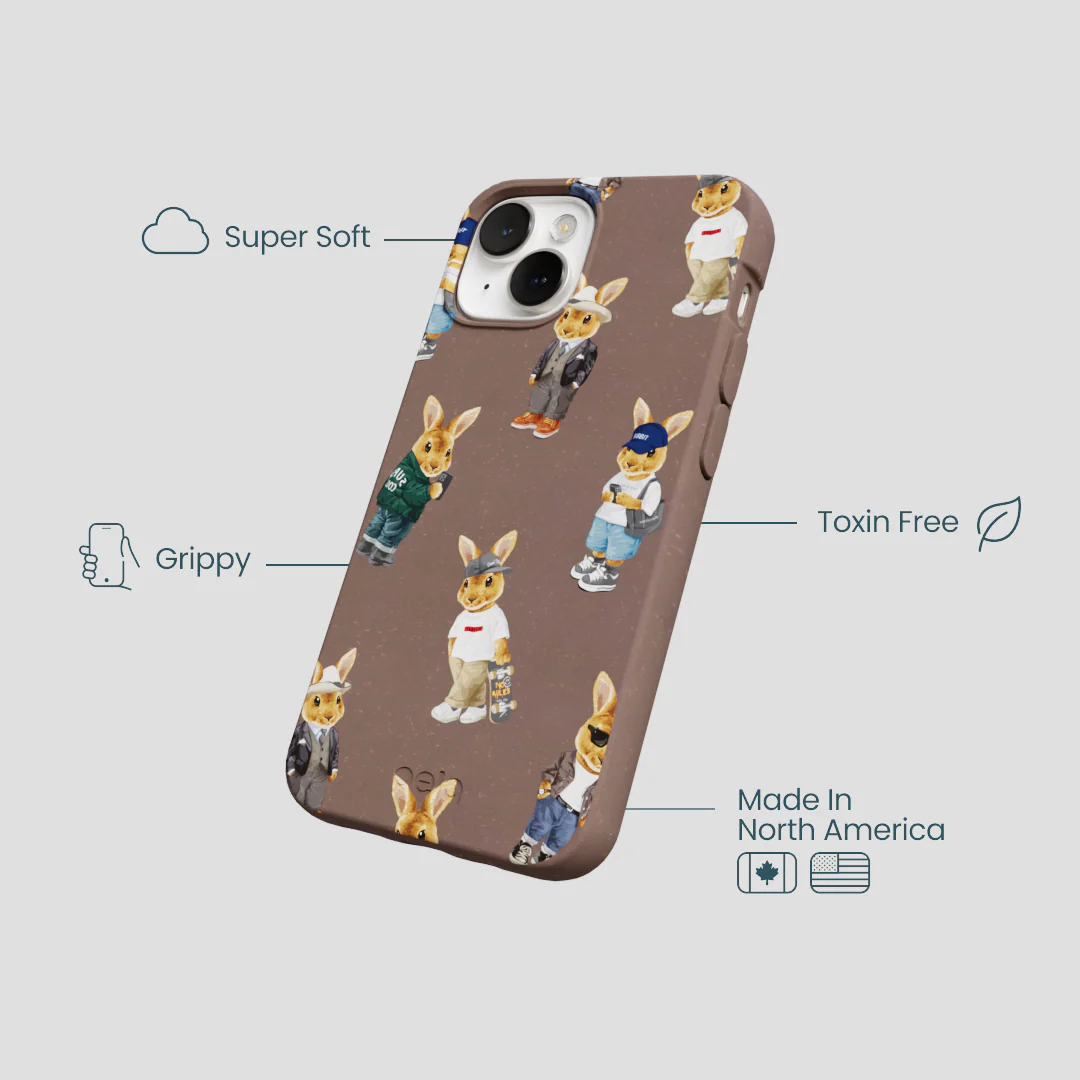 Chocolate Brown Rabbit Friends iPhone 13 Mini Case - Image 4