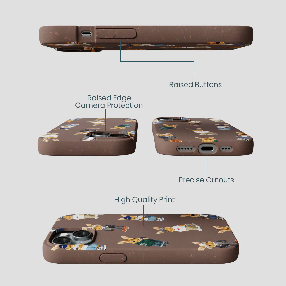 Chocolate Brown Rabbit Friends iPhone 14 Case - Image 3