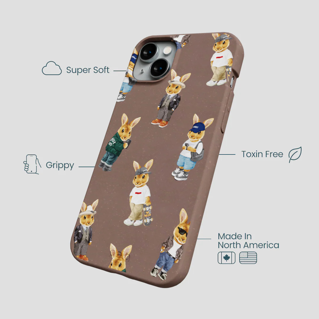 Chocolate Brown Rabbit Friends iPhone 14 Plus Case - Image 4