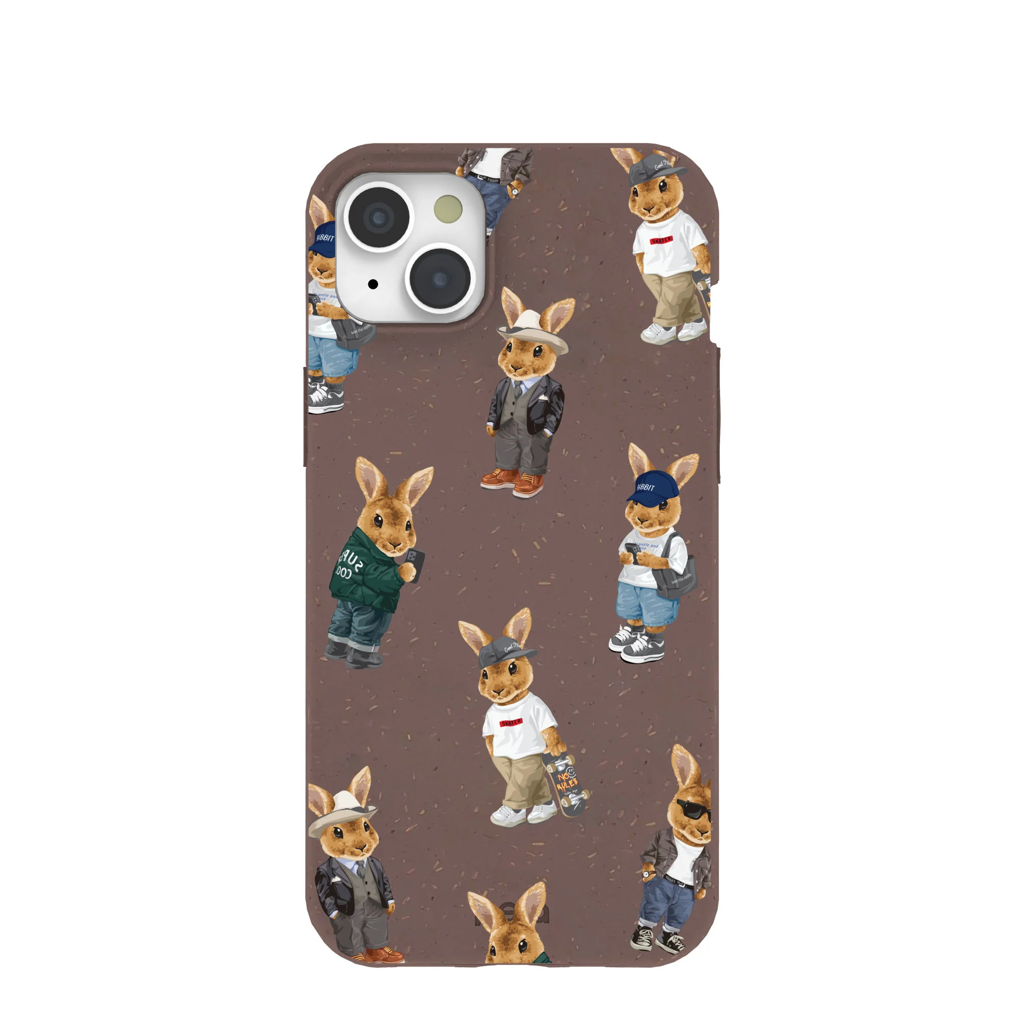 Chocolate Brown Rabbit Friends iPhone 15 Plus Case