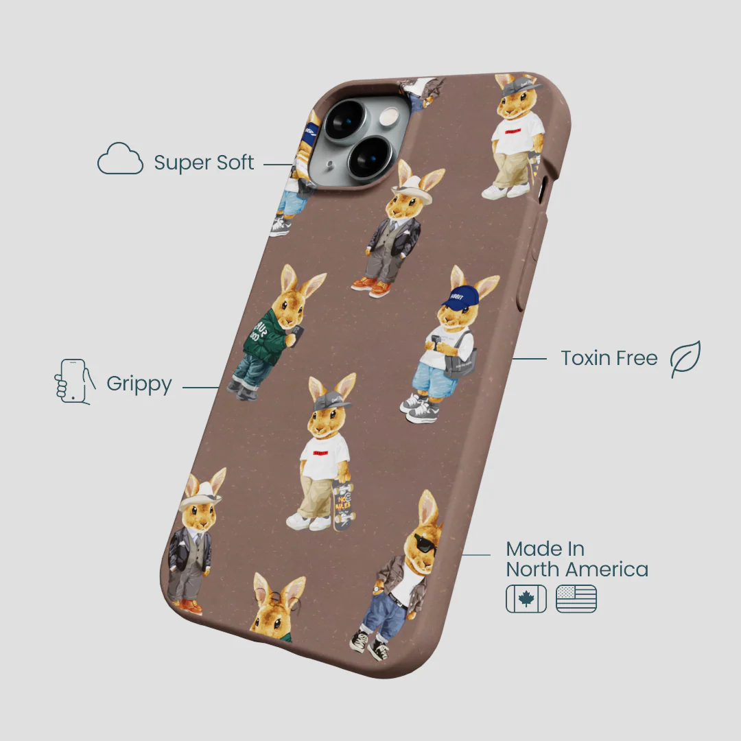 Chocolate Brown Rabbit Friends iPhone 15 Plus Case - Image 4