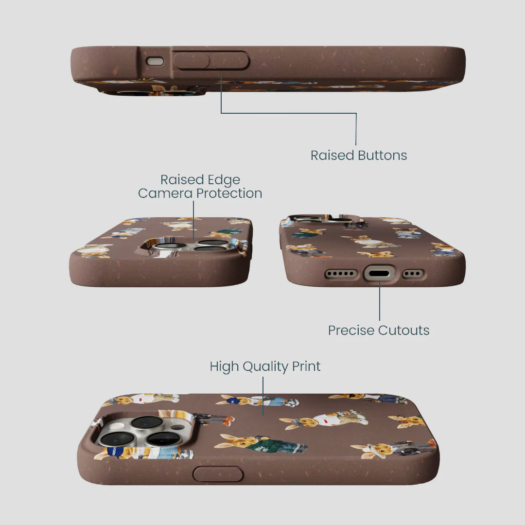Chocolate Brown Rabbit Friends iPhone 15 Pro Case - Image 3