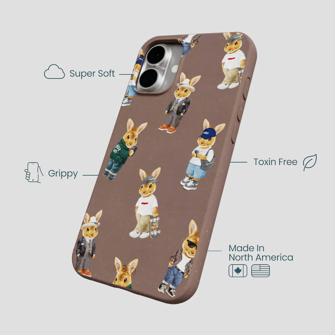 Chocolate Brown Rabbit Friends iPhone 16 Plus Case - Image 4
