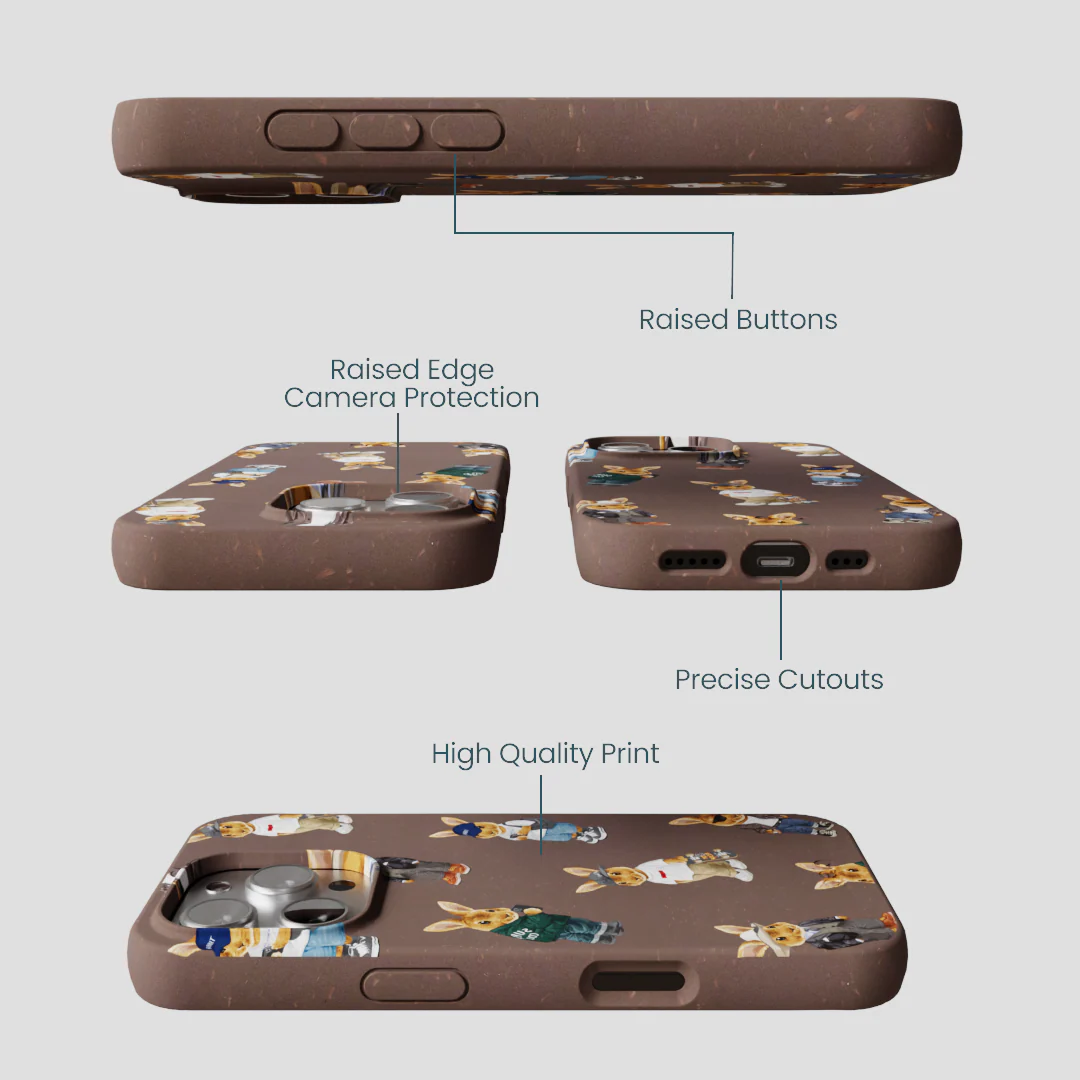 Chocolate Brown Rabbit Friends iPhone 16 Pro Case - Image 3