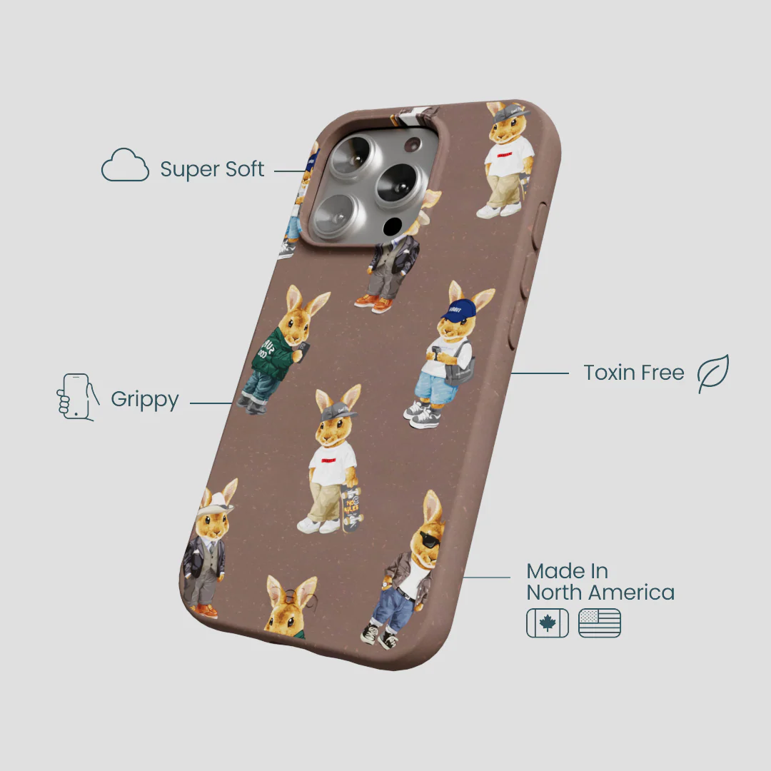 Chocolate Brown Rabbit Friends iPhone 16 Pro Case - Image 4