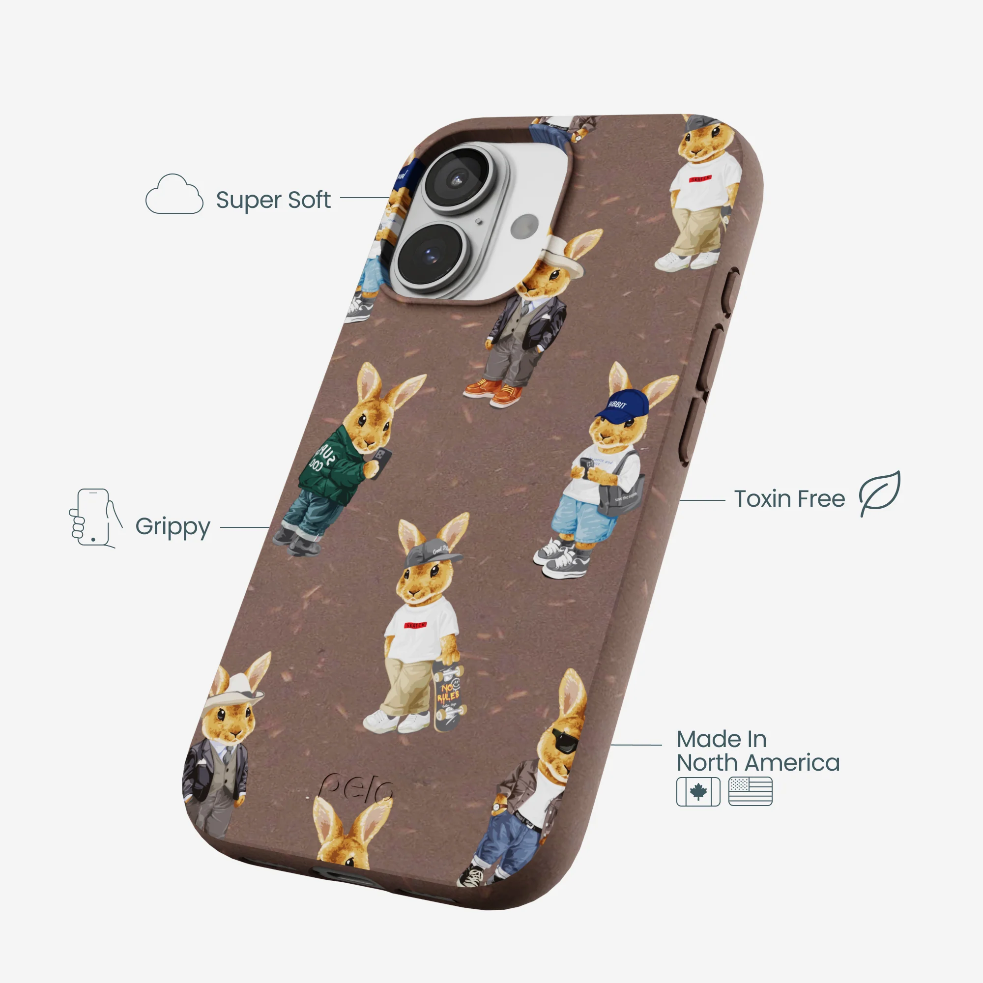 Chocolate Brown Rabbit Friends iPhone 17 Case - Image 4