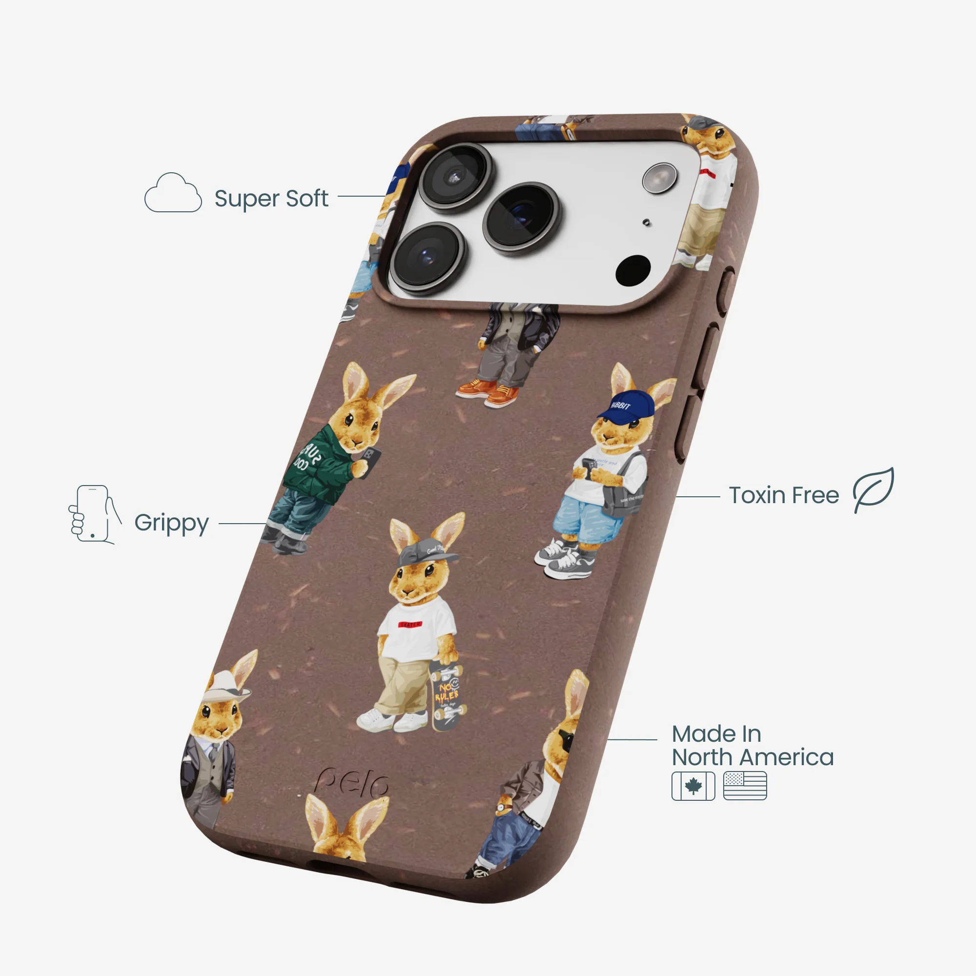 Chocolate Brown Rabbit Friends iPhone 17 Pro Case - Image 4