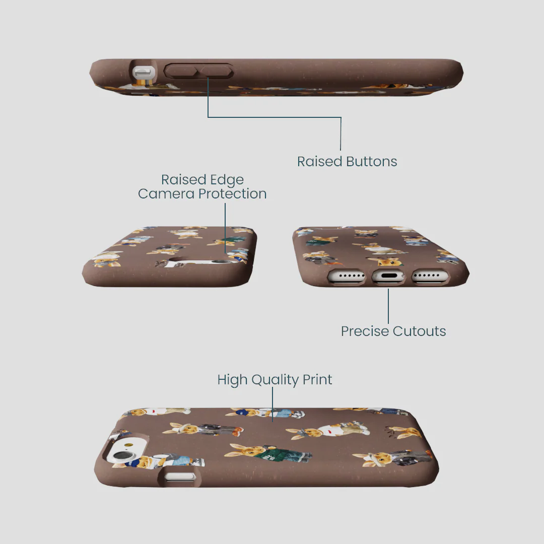 Chocolate Brown Rabbit Friends iPhone 6/6s/7/8/SE Case - Image 3