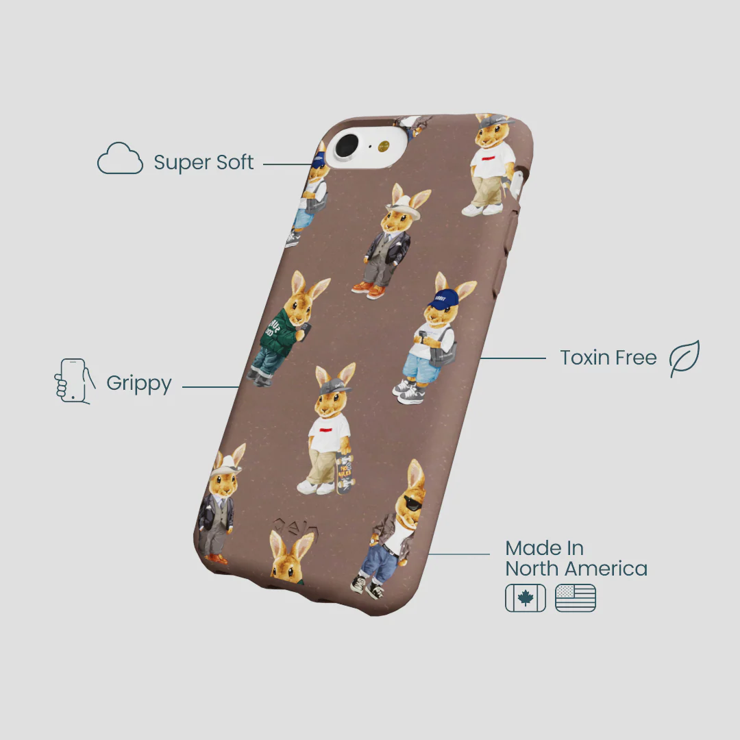 Chocolate Brown Rabbit Friends iPhone 6/6s/7/8/SE Case - Image 4