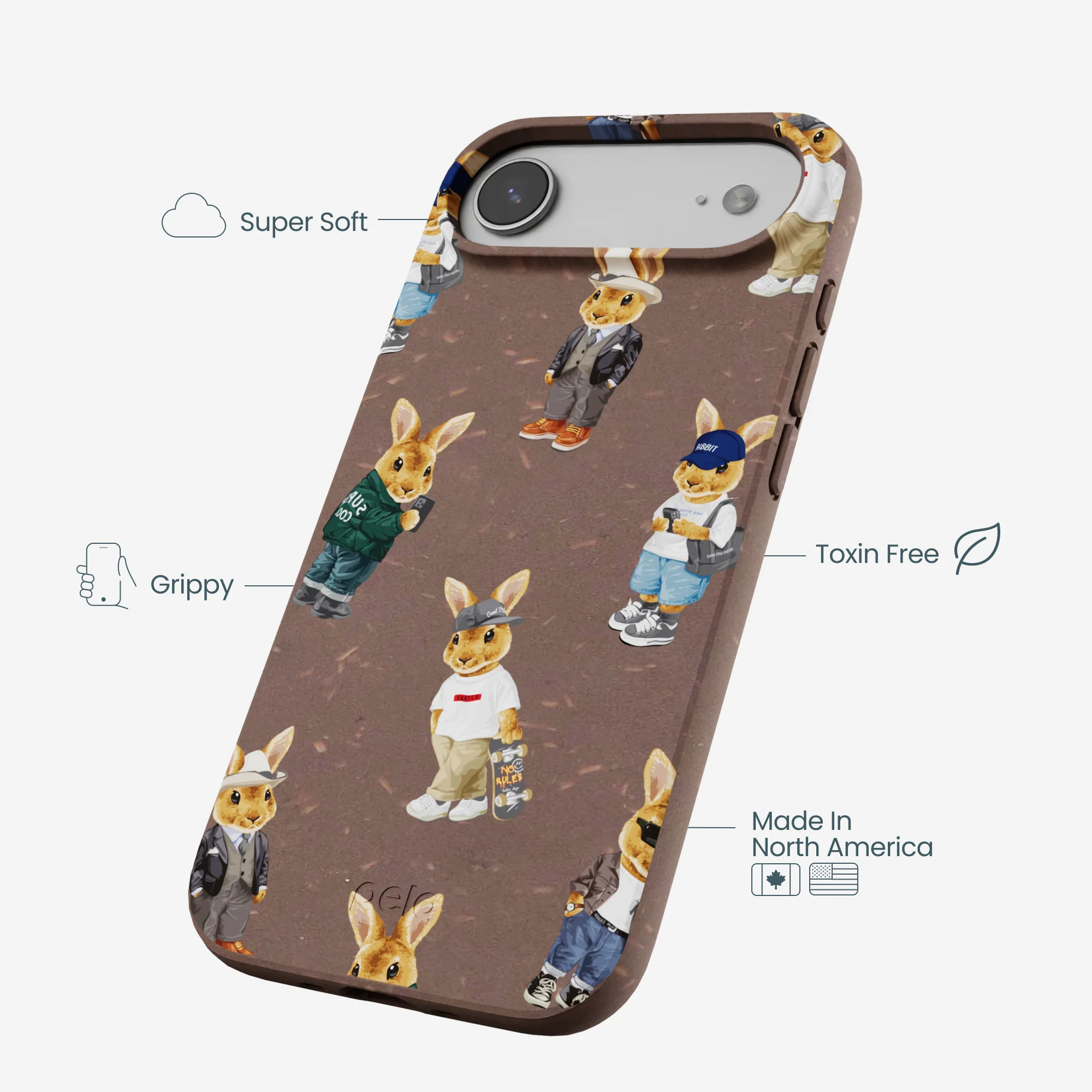 Chocolate Brown Rabbit Friends iPhone Air Case - Image 4