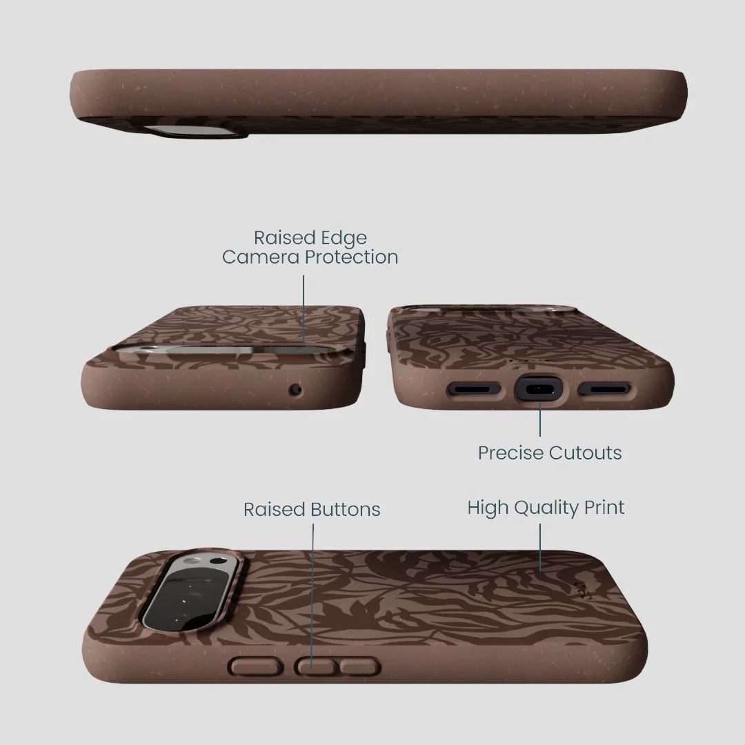 Chocolate Brown Rustic Leaves Google Pixel 10 Pro XL Case - Image 3
