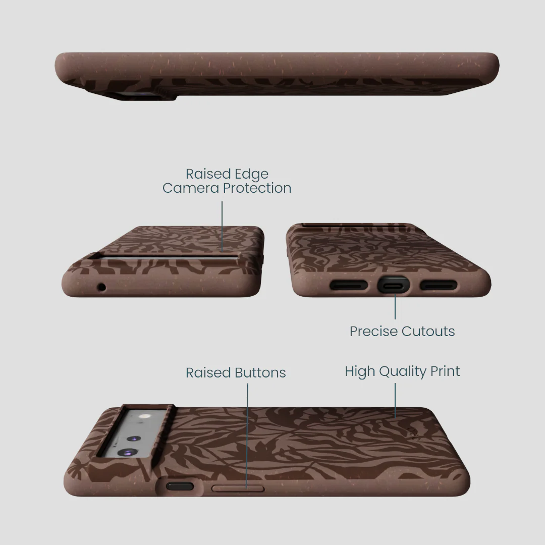 Chocolate Brown Rustic Leaves Google Pixel 6 Case - Image 3