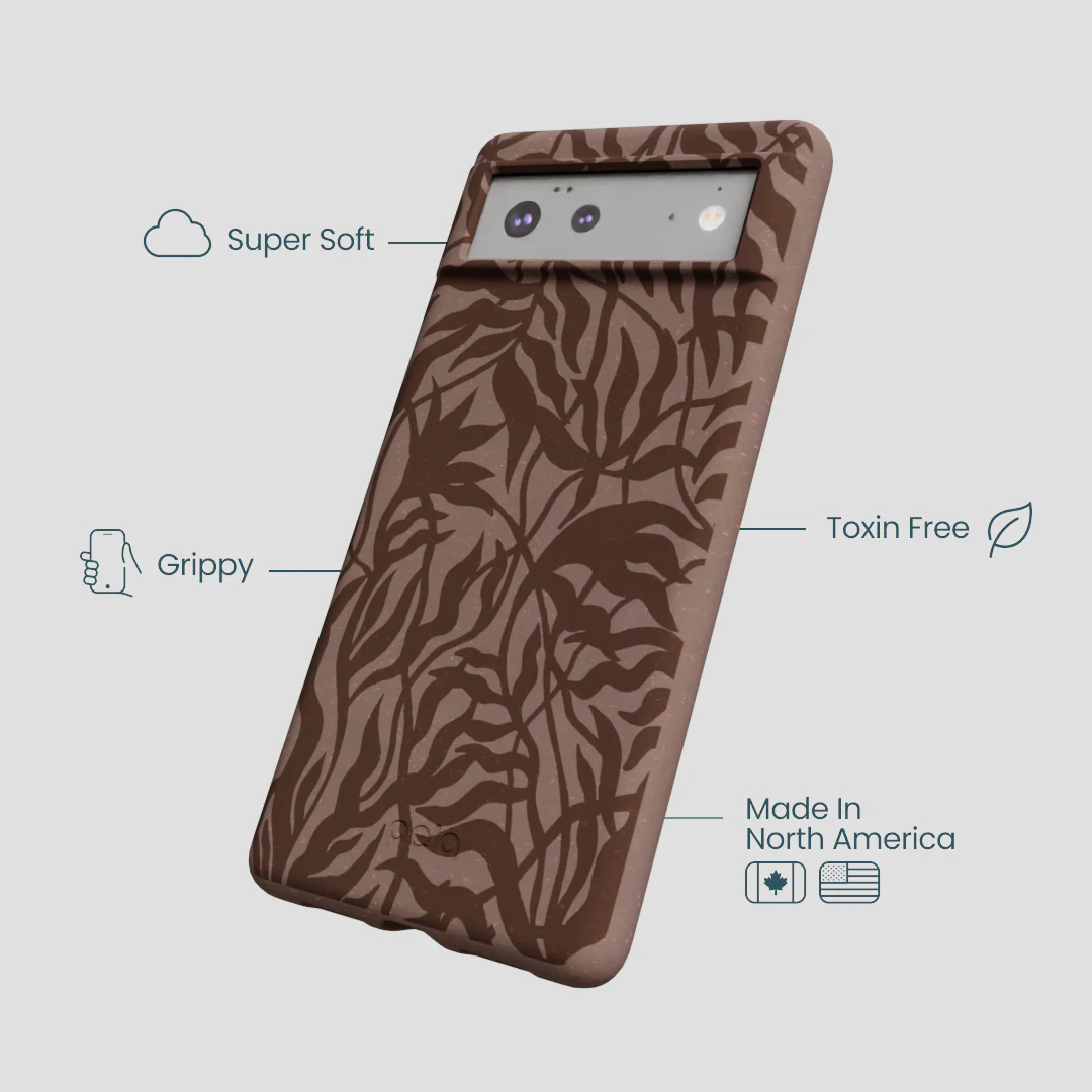 Chocolate Brown Rustic Leaves Google Pixel 6 Case - Image 4