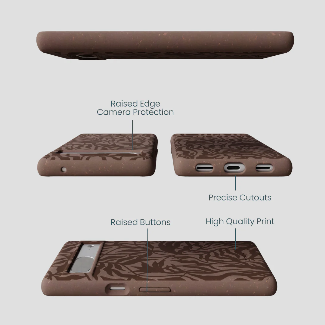 Chocolate Brown Rustic Leaves Google Pixel 7 Case - Image 3