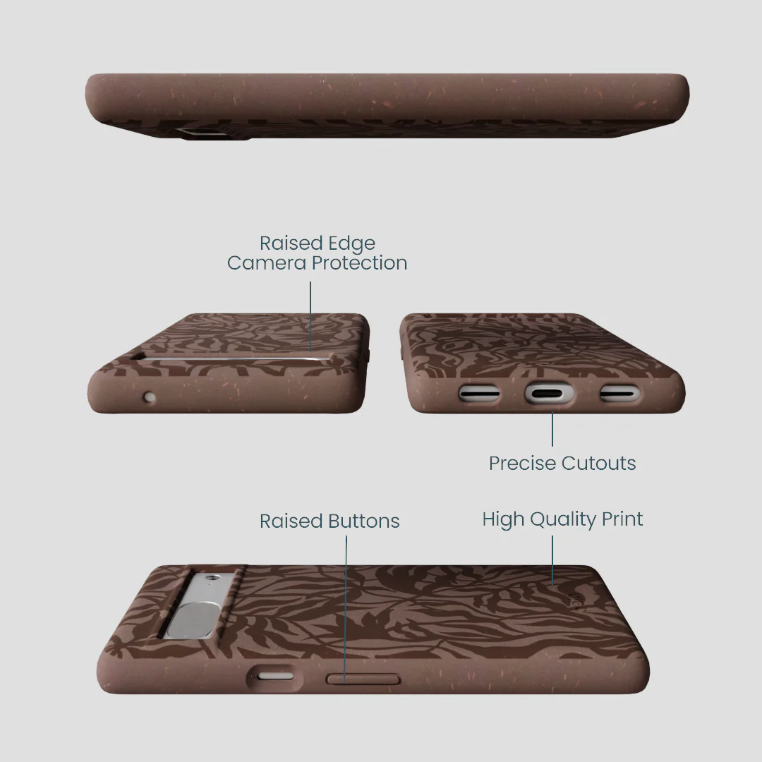 Chocolate Brown Rustic Leaves Google Pixel 7a Case - Image 3